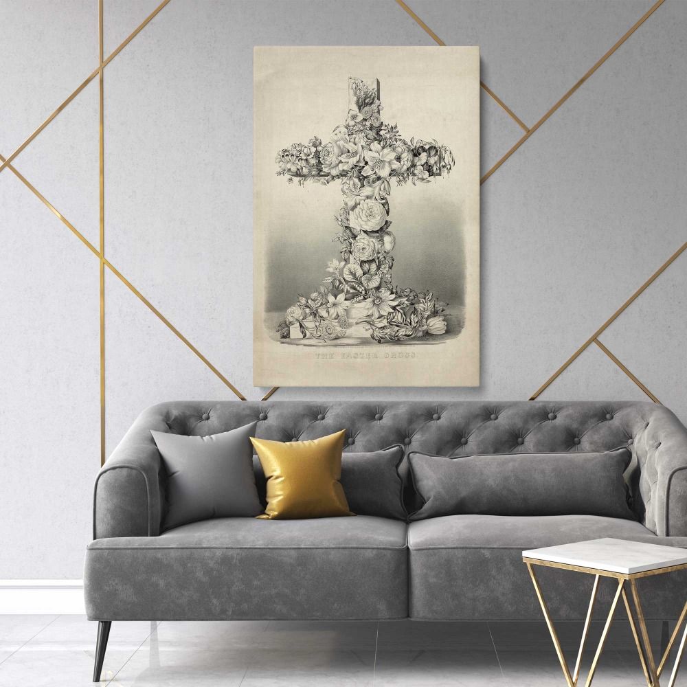 The Easter cross Vintage canvas wall art - Image 2