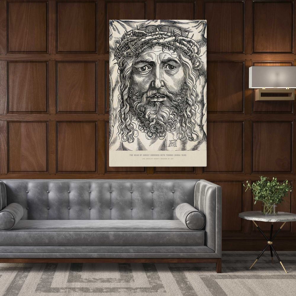 The Head of Christ Crowned with Thorns (circa 1530) print in high resolution by Canvas Wall Art - Image 3