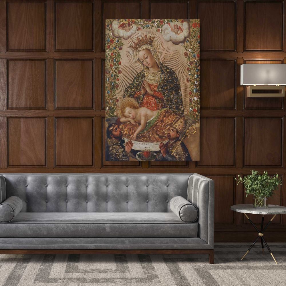 The Virgin Adoring the Christ Child with Two Saints La Virgin adorando al Nino Jesus con dos santos canvas wall art - Image 3