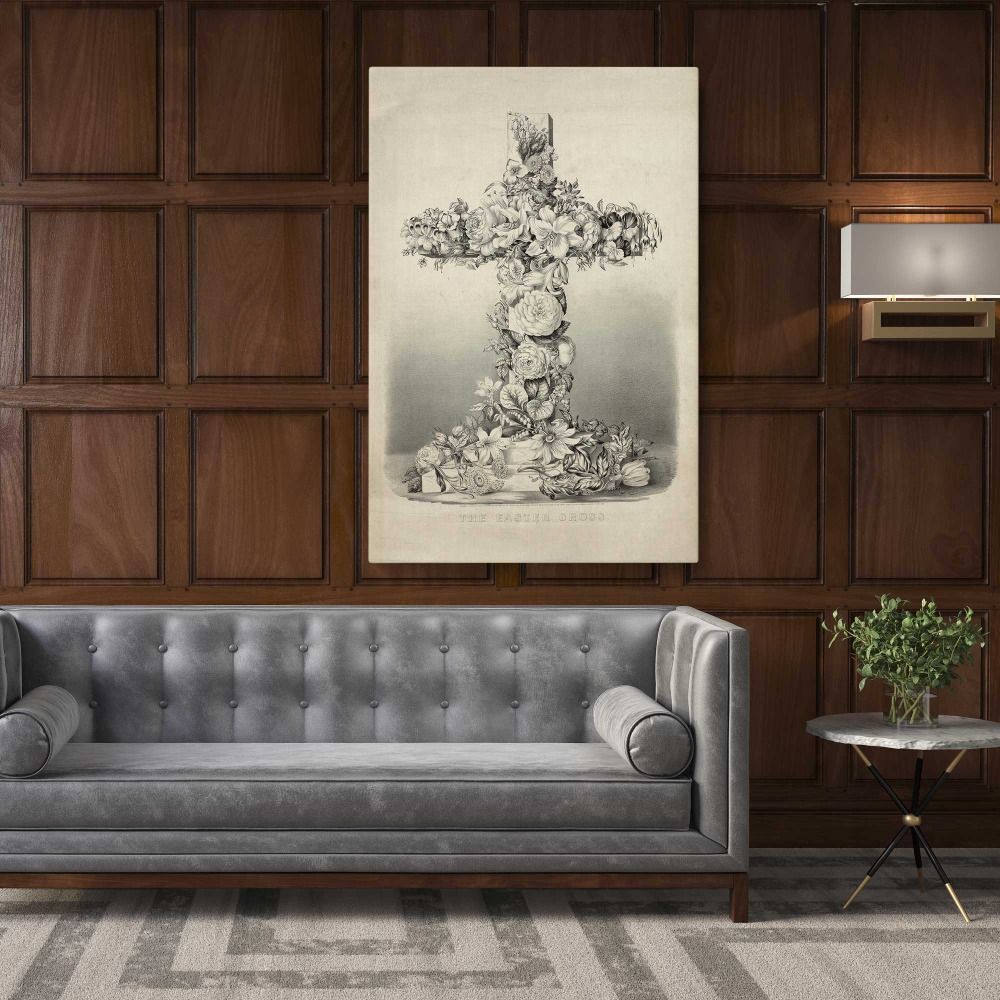 The Easter cross Vintage canvas wall art - Image 3