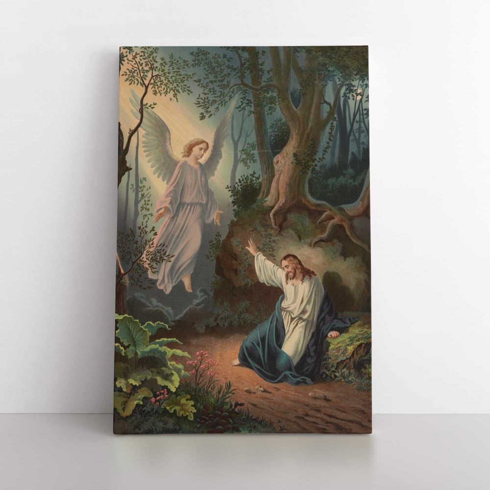 Biblical scene Christ with angel canvas wall art - Image 4