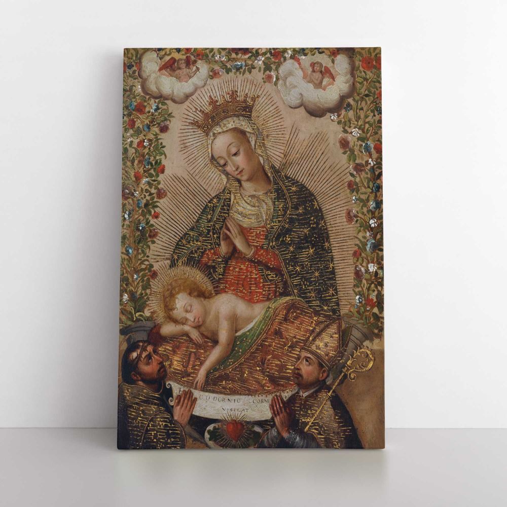 The Virgin Adoring the Christ Child with Two Saints La Virgin adorando al Nino Jesus con dos santos canvas wall art - Image 4