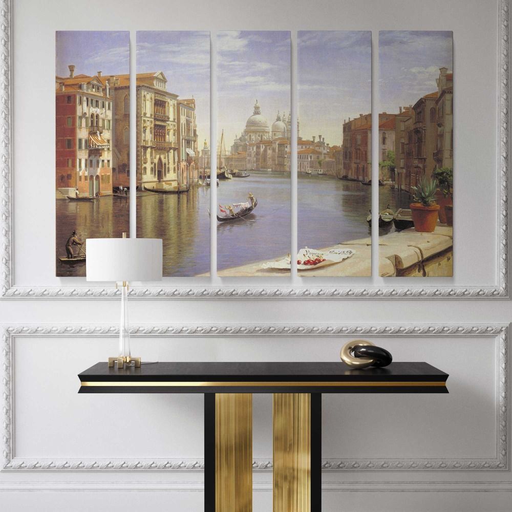 Grand Canal border, Venice scene illustration canvas wall art - Image 5