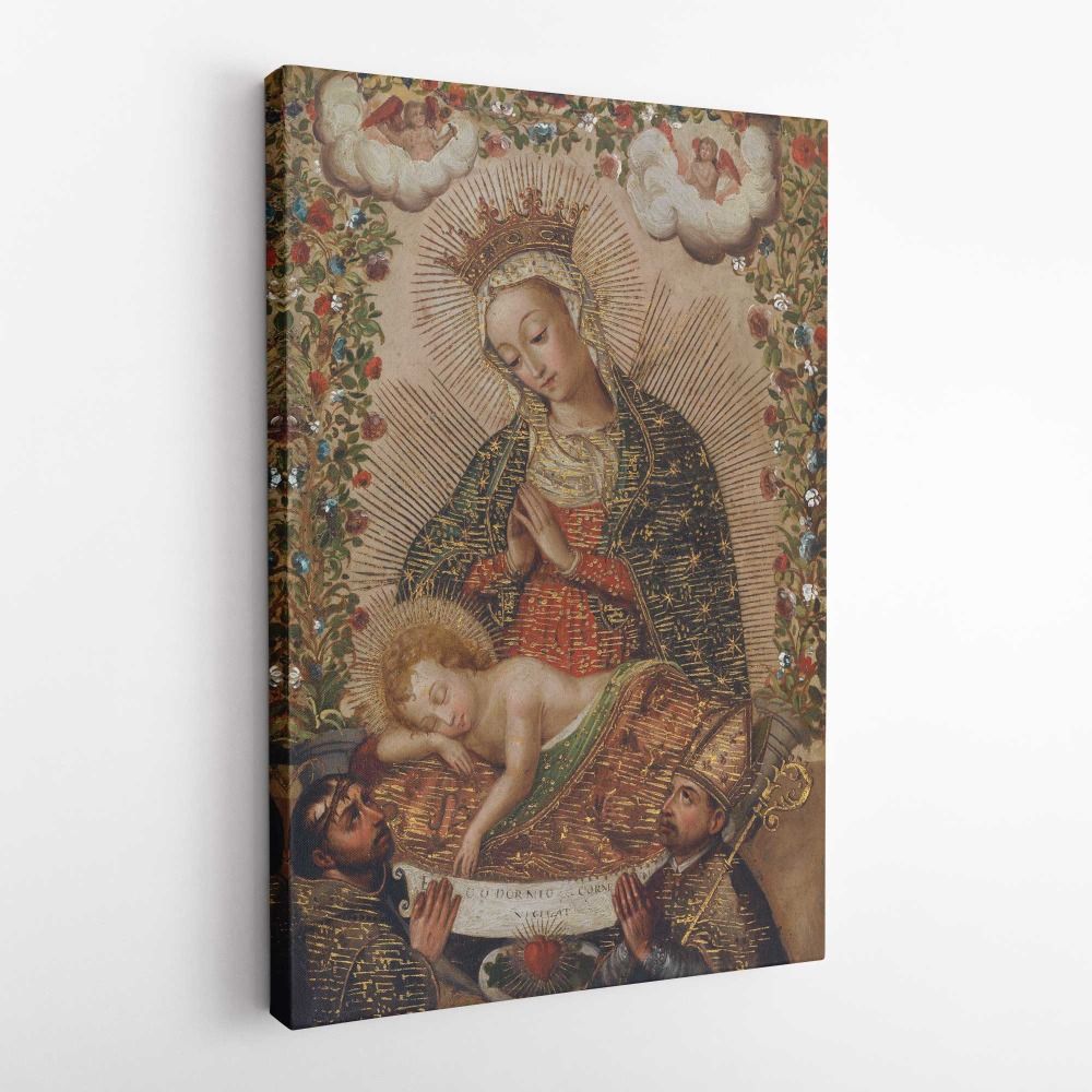 The Virgin Adoring the Christ Child with Two Saints La Virgin adorando al Nino Jesus con dos santos canvas wall art - Image 5