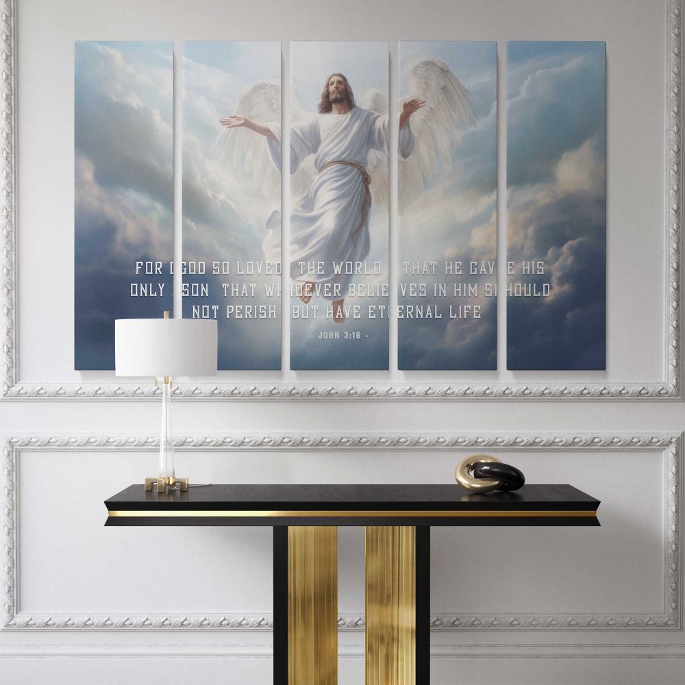 Jesus Angel Cloud: John 3:16 canvas wall art - Image 5