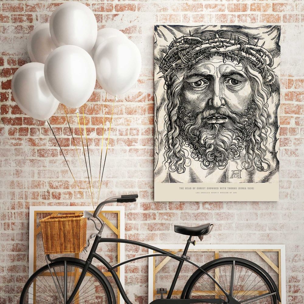 The Head of Christ Crowned with Thorns (circa 1530) print in high resolution by Canvas Wall Art - Image 5