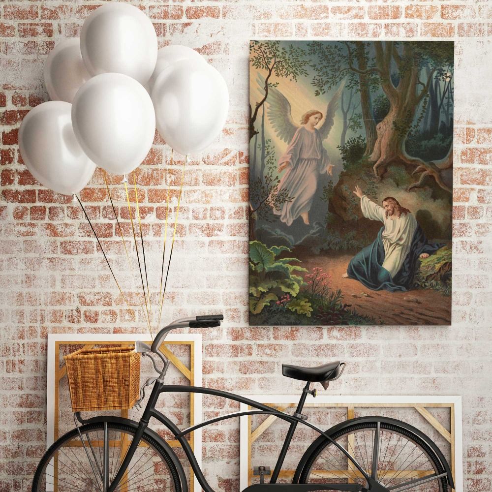 Biblical scene Christ with angel canvas wall art - Image 6