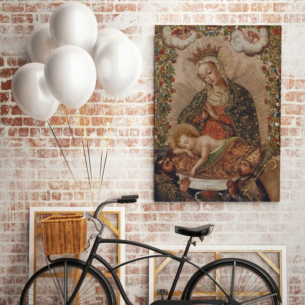 The Virgin Adoring the Christ Child with Two Saints La Virgin adorando al Nino Jesus con dos santos canvas wall art - Image 6