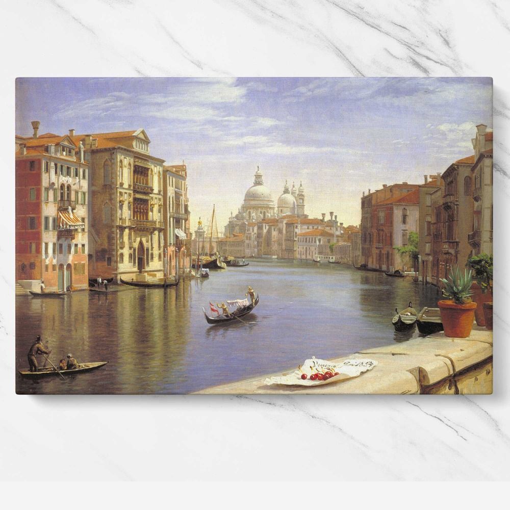 Grand Canal border, Venice scene illustration canvas wall art - Image 7