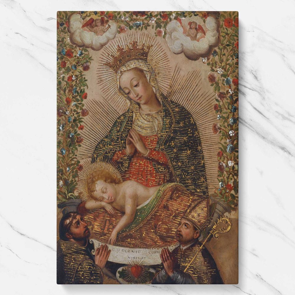 The Virgin Adoring the Christ Child with Two Saints La Virgin adorando al Nino Jesus con dos santos canvas wall art - Image 7