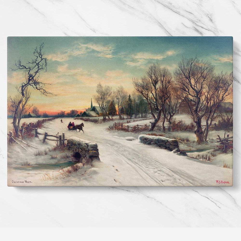 Christmas Morn (ca. 1880) by W. C. Bauer canvas wall art - Image 7