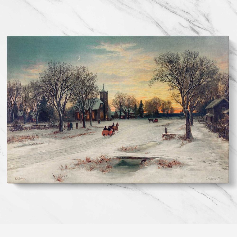 Christmas Eve 1885 by W. C. Bauer canvas wall art - Image 7