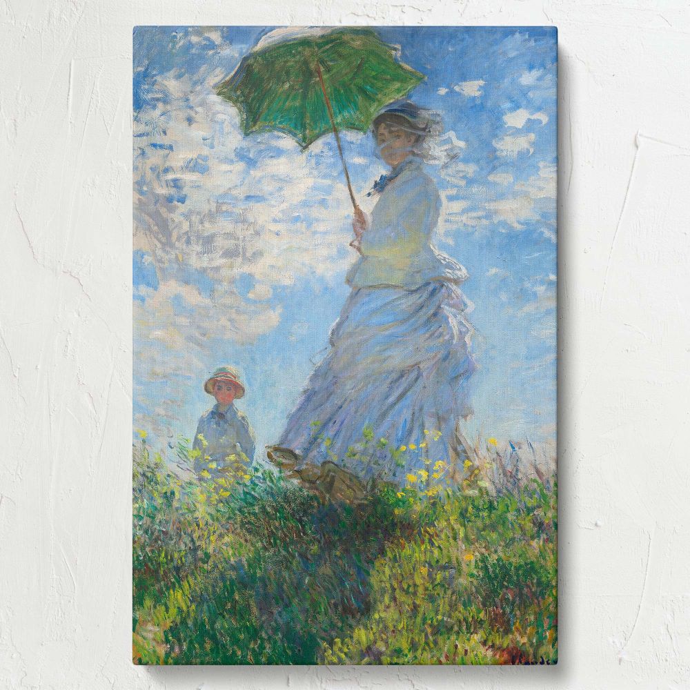 Madame Monet and Her Son by Claude Monet - Woman with Parasol in Meadow canvas wall art - Image 7