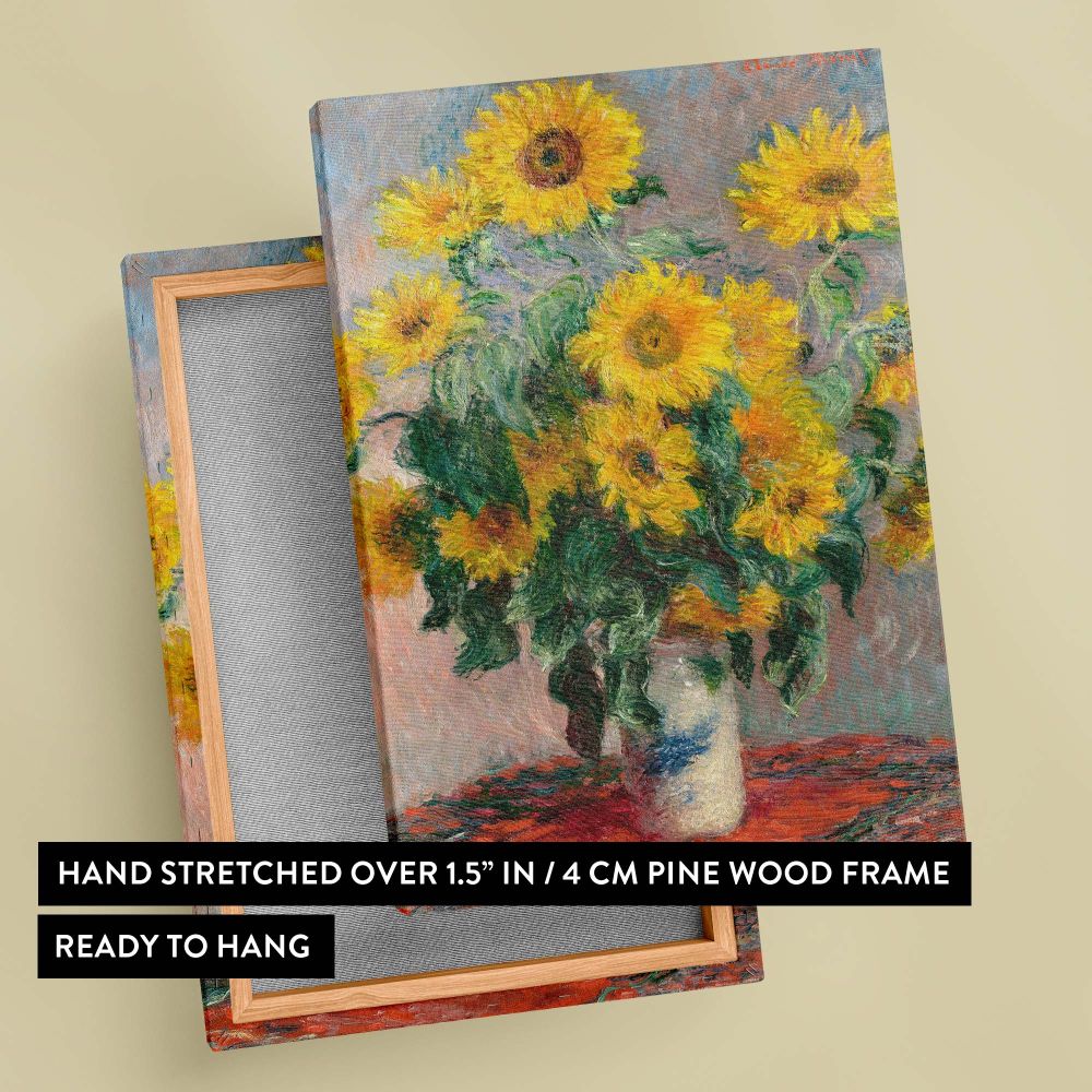 Bouquet of Sunflowers by Claude Monet - Vibrant Yellow Floral Vase Art canvas wall art - Image 6