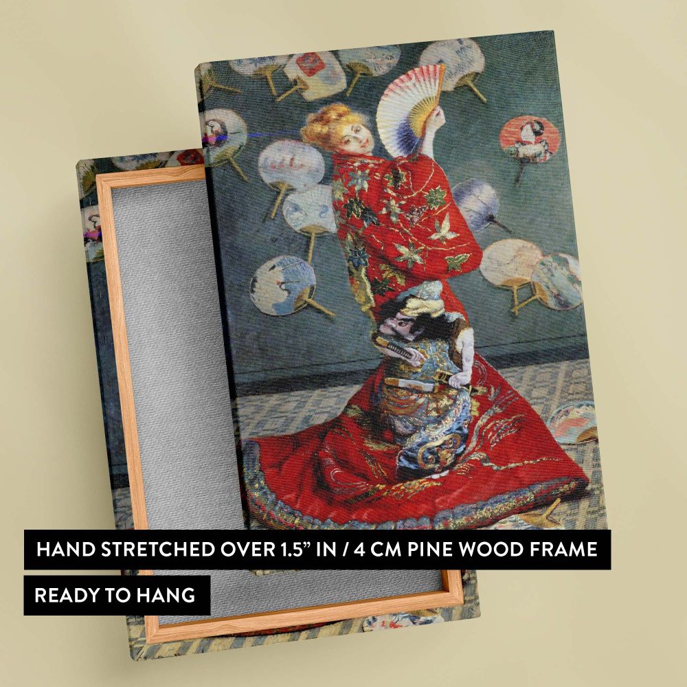 Camille Monet in Japanese Costume by Claude Monet - Red Kimono Oriental Style canvas wall art - Image 6