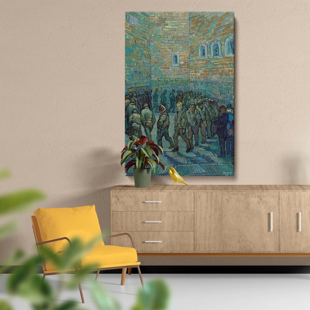 Prisoners Exercising by Van Gogh - Inmates in Symbolic Circular Motion Scene canvas wall art - Image 5