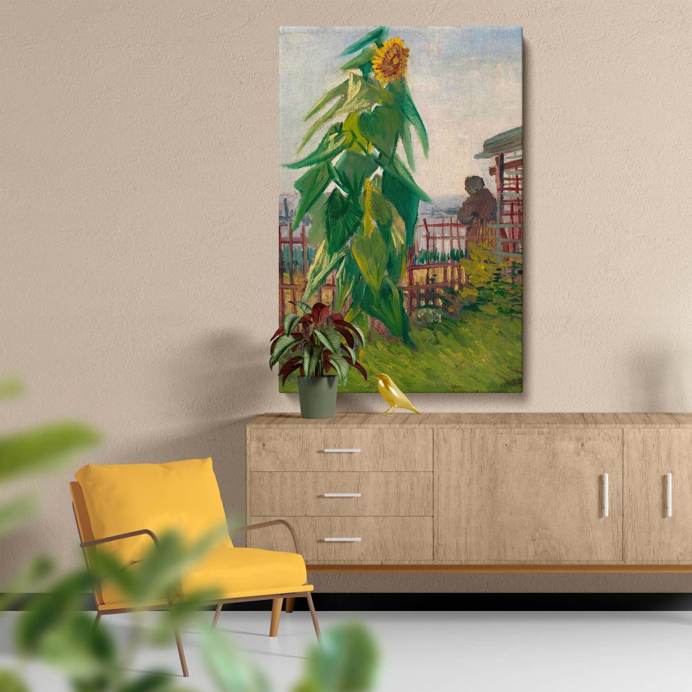 Allotment with Sunflower - Garden Scene Impressionist Landscape By Vincent van Gogh canvas wall art - Image 5