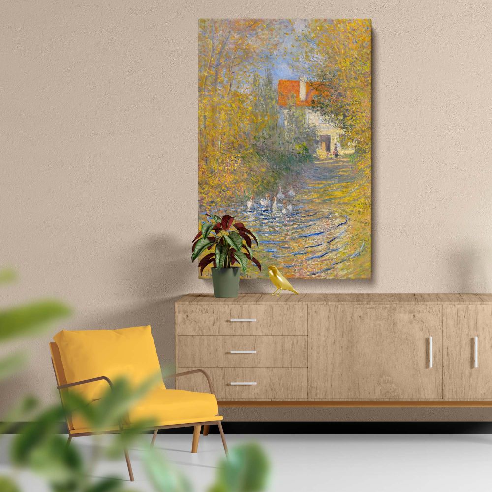 The Geese - Autumn Trees with Ducks Landscape Art By Claude Monet canvas wall art - Image 5