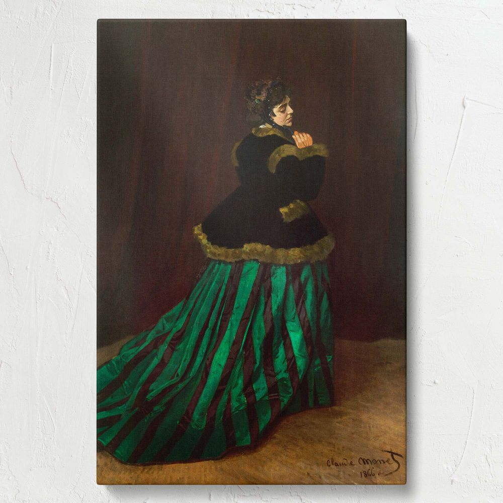 The Woman in the Green Dress - Elegant French Portrait By Claude Monet canvas wall art - Image 7