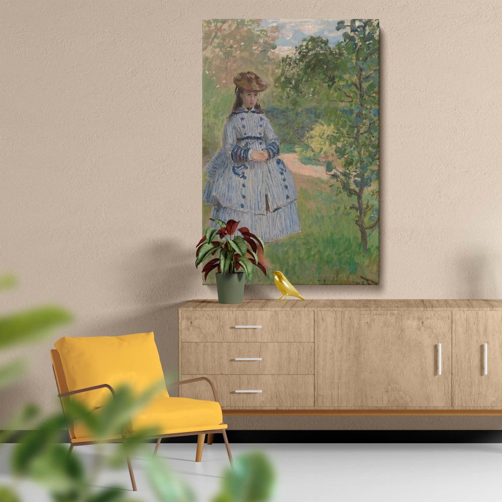 Girl with Dog - Elegant Impressionist Portrait By Claude Monet canvas wall art - Image 5