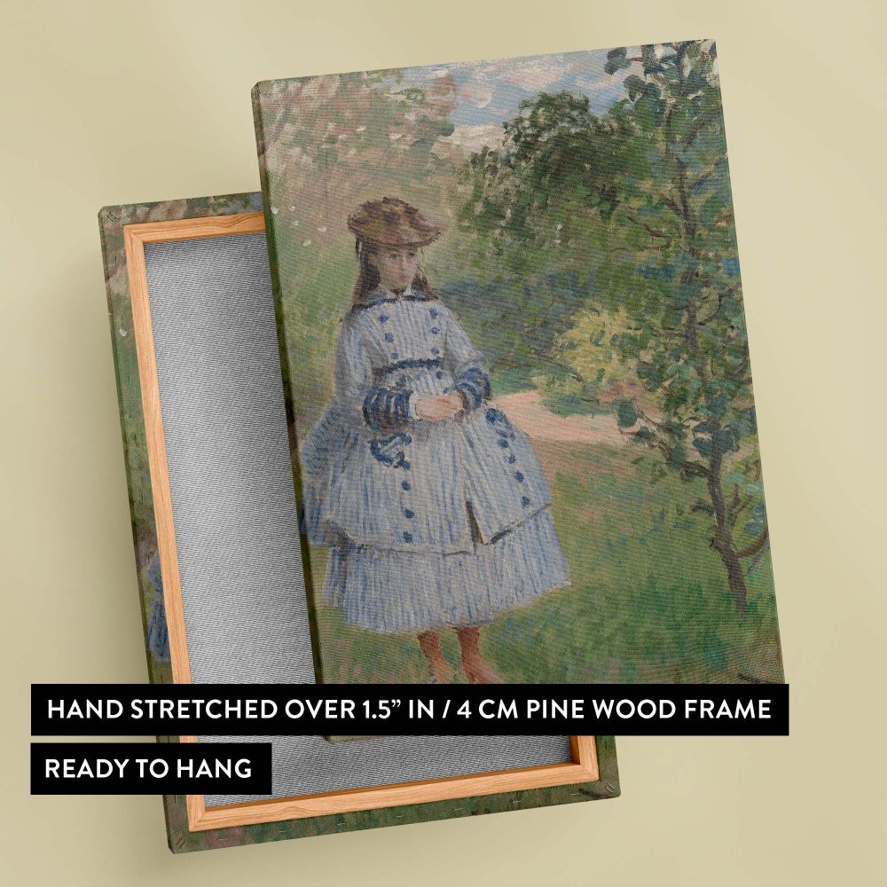 Girl with Dog - Elegant Impressionist Portrait By Claude Monet canvas wall art - Image 6