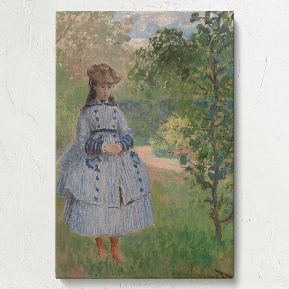 Girl with Dog - Elegant Impressionist Portrait By Claude Monet canvas wall art - Image 7