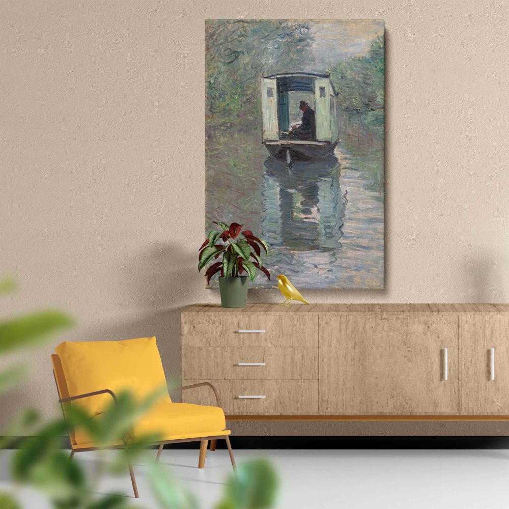 The Studio Boat - Impressionist River Scene By Claude Monet canvas wall art - Image 5