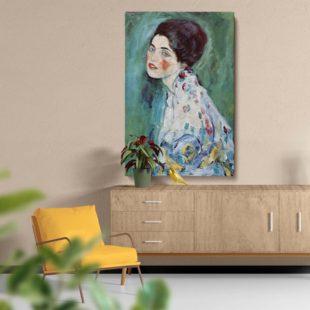 Portrait of a Lady - Blue-Green Romantic Impression By Gustav Klimt canvas wall art - Image 5