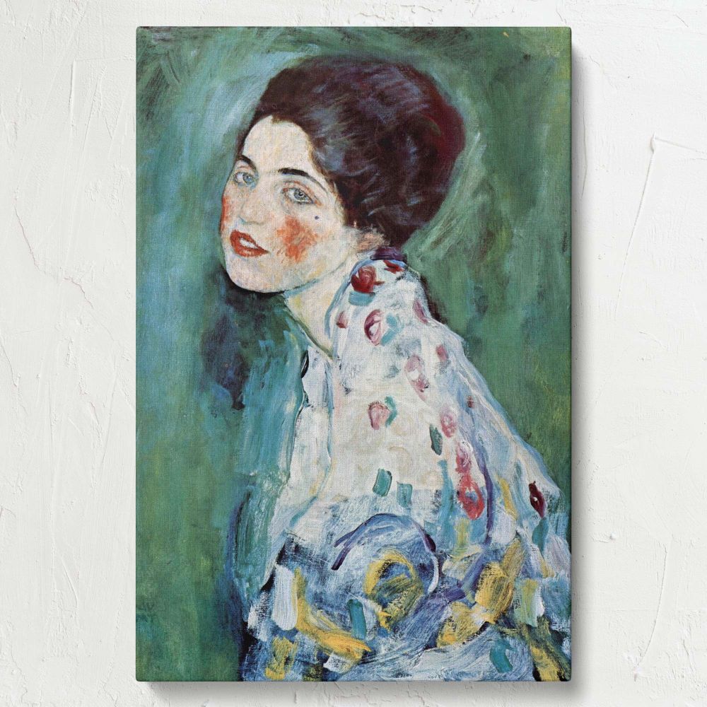 Portrait of a Lady - Blue-Green Romantic Impression By Gustav Klimt canvas wall art - Image 7