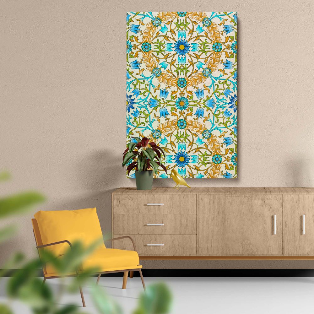 Vine - Elegant Gold and Blue Botanical Art By William Morris canvas wall art - Image 5