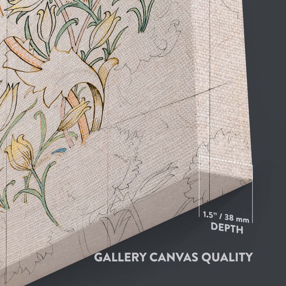 Wild Tulip - Soft Neutral Floral Sketch Art By William Morris canvas wall art - Image 3