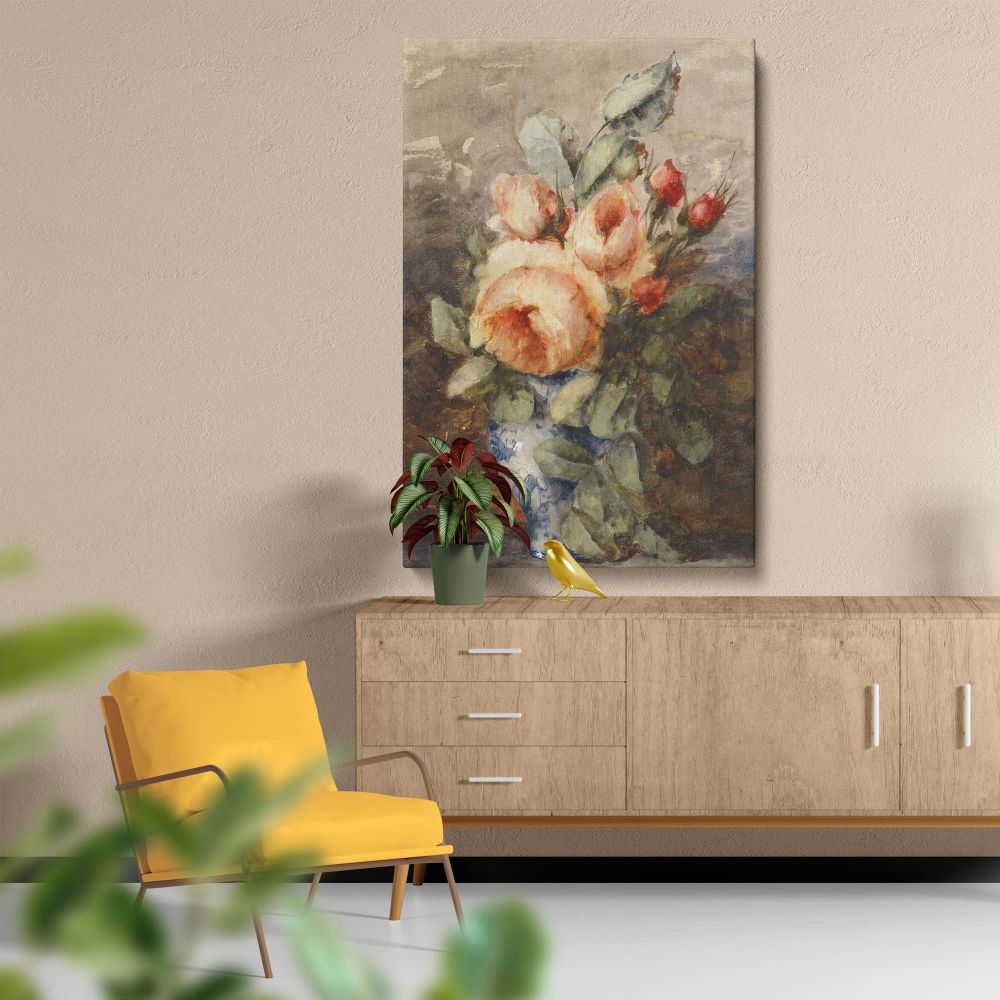 Boeket Rozen in een Vaas - Dutch Watercolor Floral By Adrienne Jacqueline s Jacob canvas wall art - Image 5