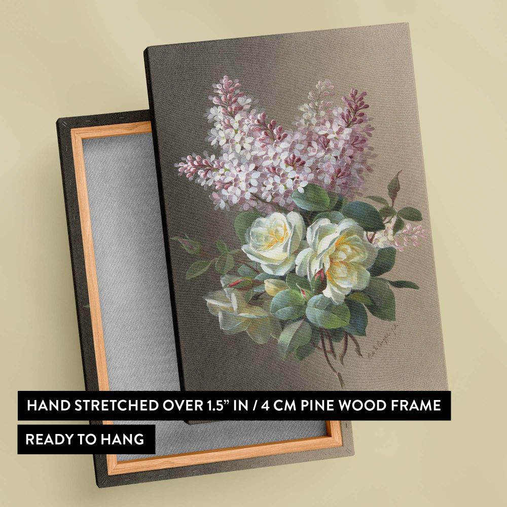 Flowers Roses and Lilacs - Pastel Botanical Still Life By Paul de LongprŽ canvas wall art - Image 6