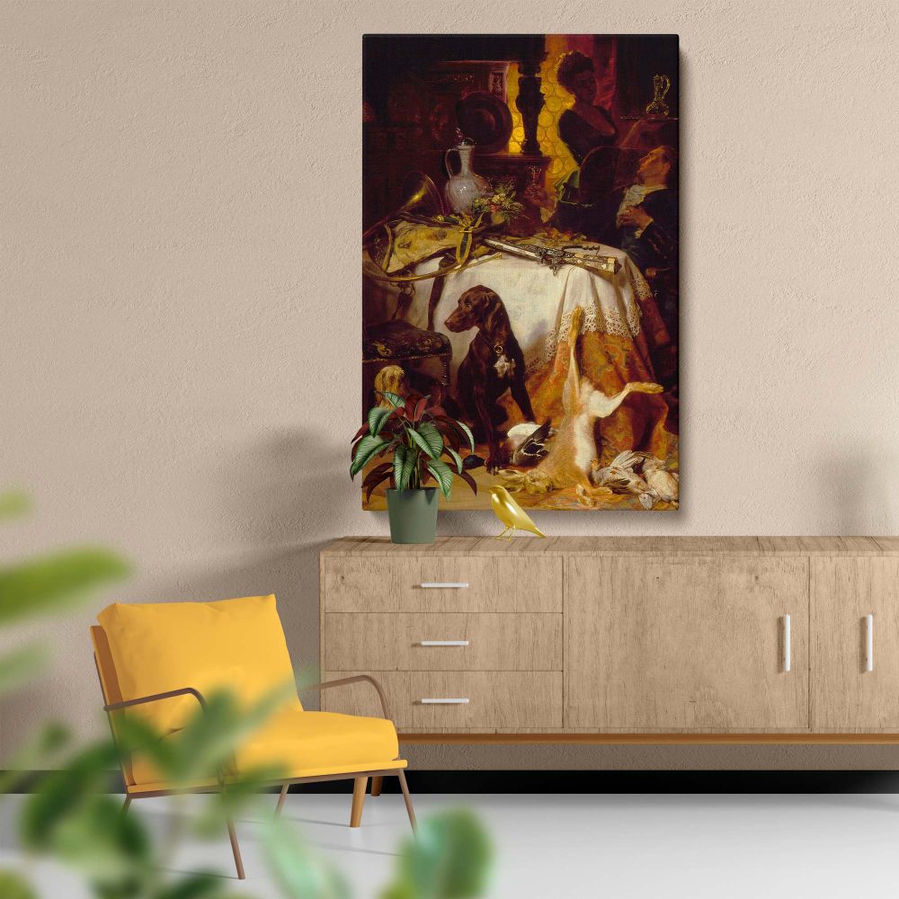 After the Hunt - Dramatic Still Life with Game and Dogs By David Neal canvas wall art - Image 5