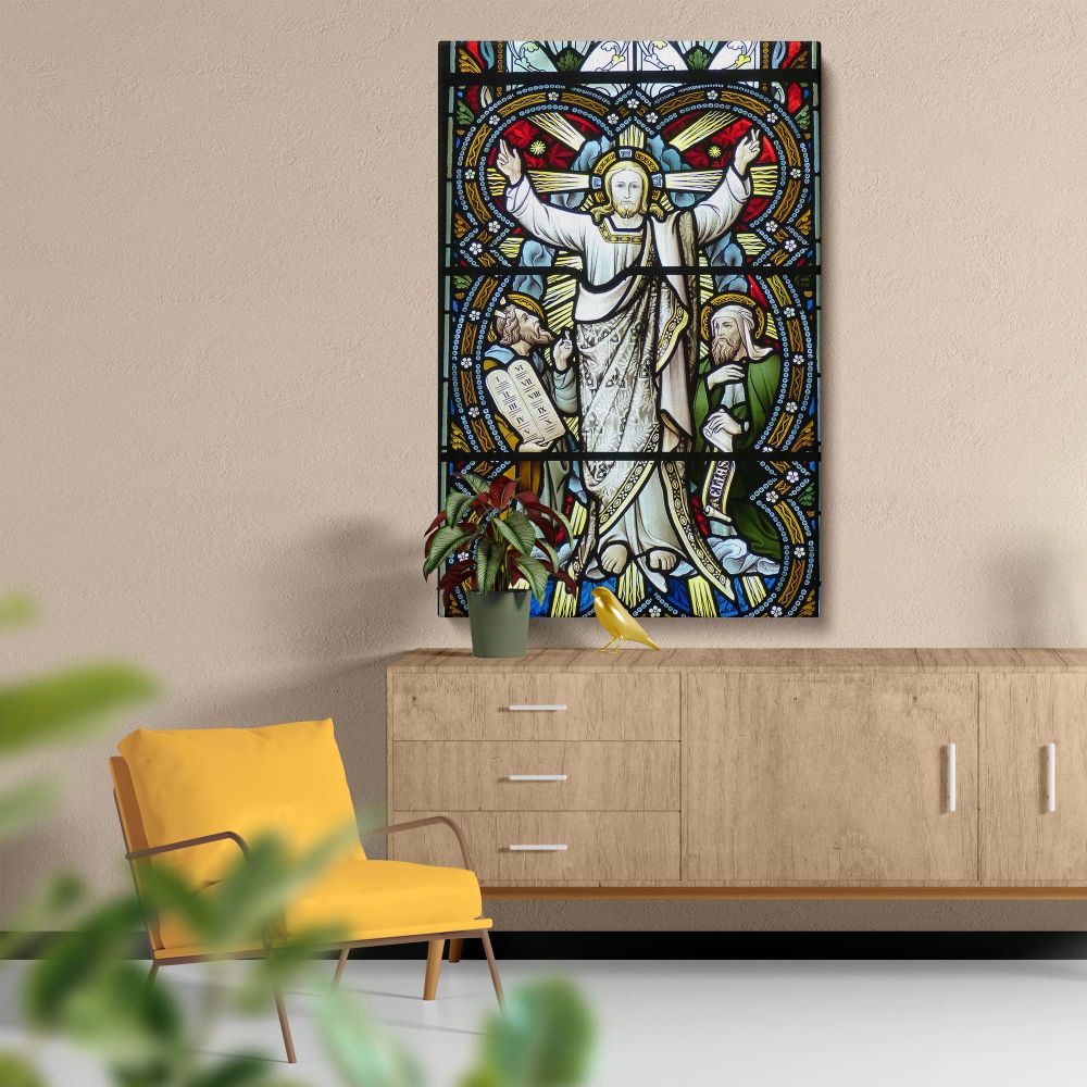 Jesus with Prophets - Historic Stained Glass Church Scene canvas wall art - Image 5
