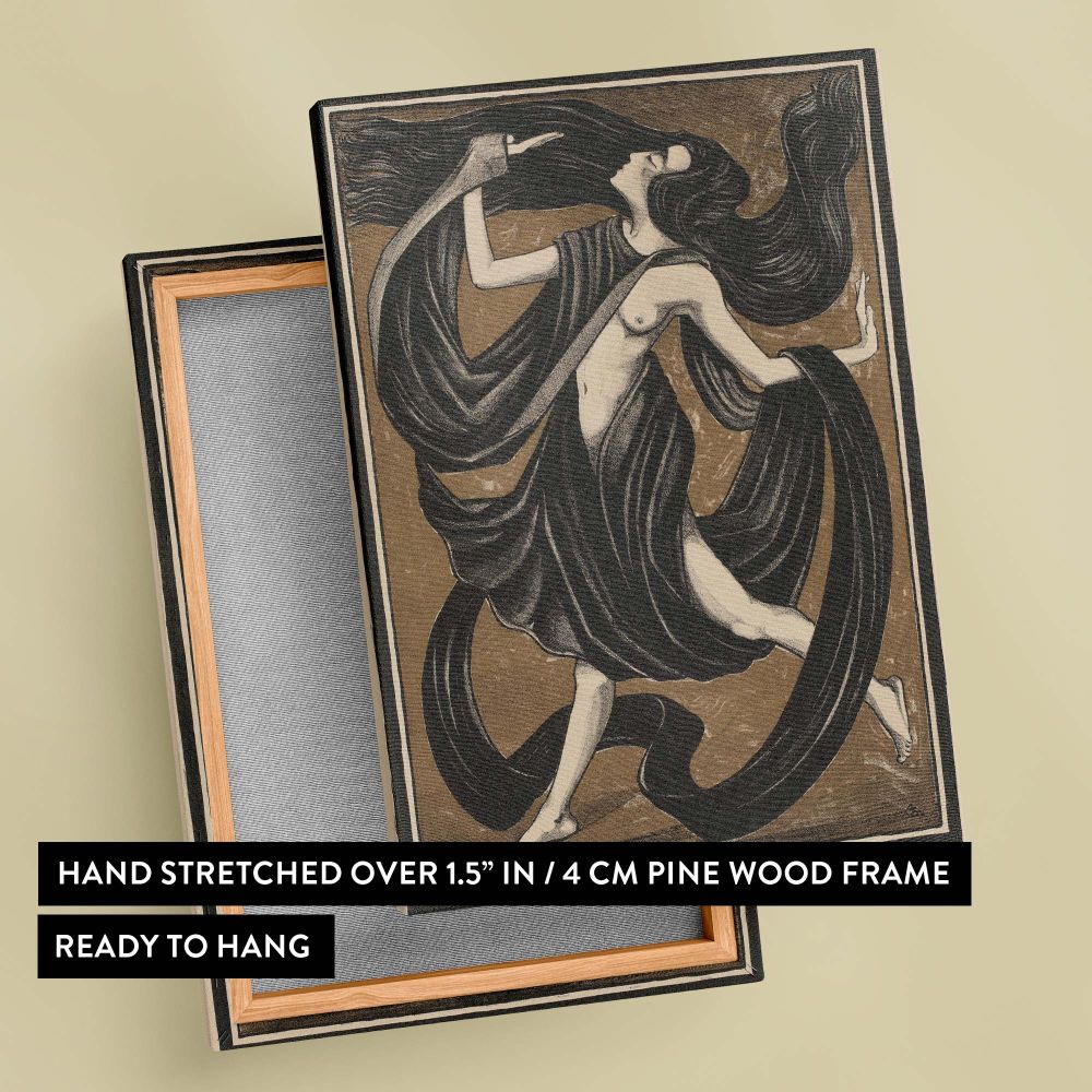 Danseres met Draperie'n - Stylized Nude Dancer in Drapes By Henk Schilling canvas wall art - Image 6