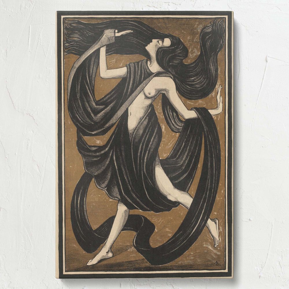 Danseres met Draperie'n - Stylized Nude Dancer in Drapes By Henk Schilling canvas wall art - Image 7