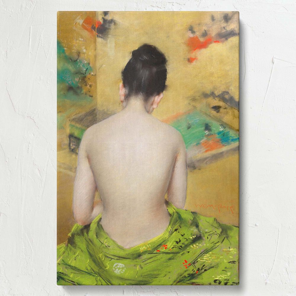Study of Flesh Color and Gold - Woman in Kimono By William Merritt Chase canvas wall art - Image 7