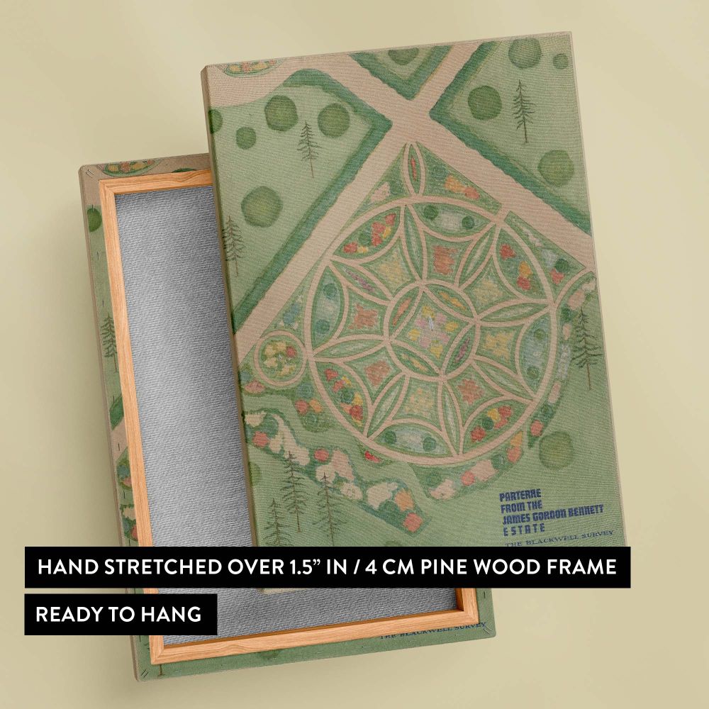 Estate Parterre Plan - Vintage Geometric Garden Layout By Virginia Richards canvas wall art - Image 6