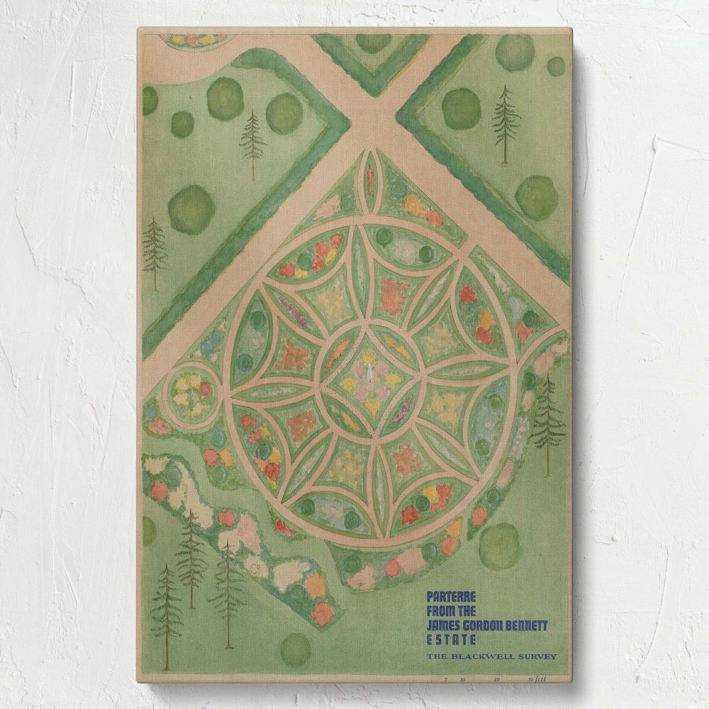 Estate Parterre Plan - Vintage Geometric Garden Layout By Virginia Richards canvas wall art - Image 7