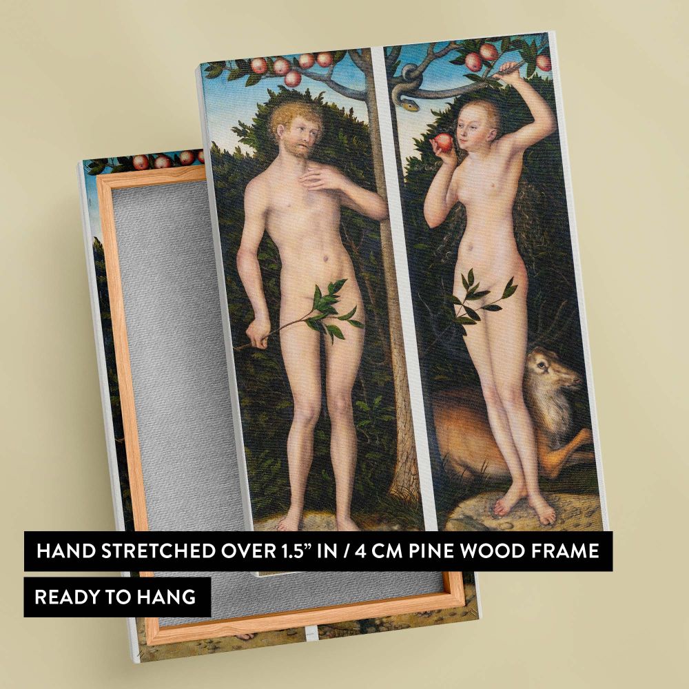 Adam and Eve - Biblical Nude Figures with Serpent By Lucas Cranach the Elder canvas wall art - Image 6