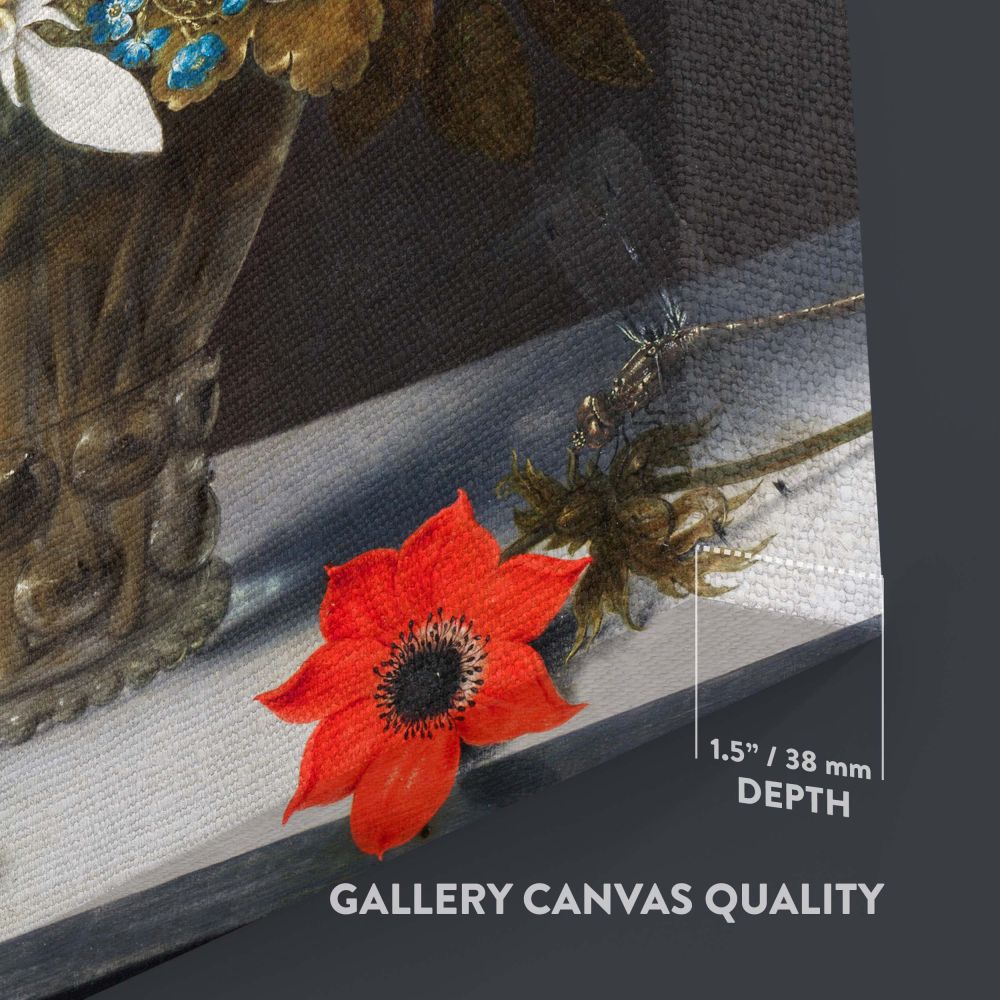 Flowers in a Glass - Dutch Floral Still Life By Ambrosius Bosschaert canvas wall art - Image 3