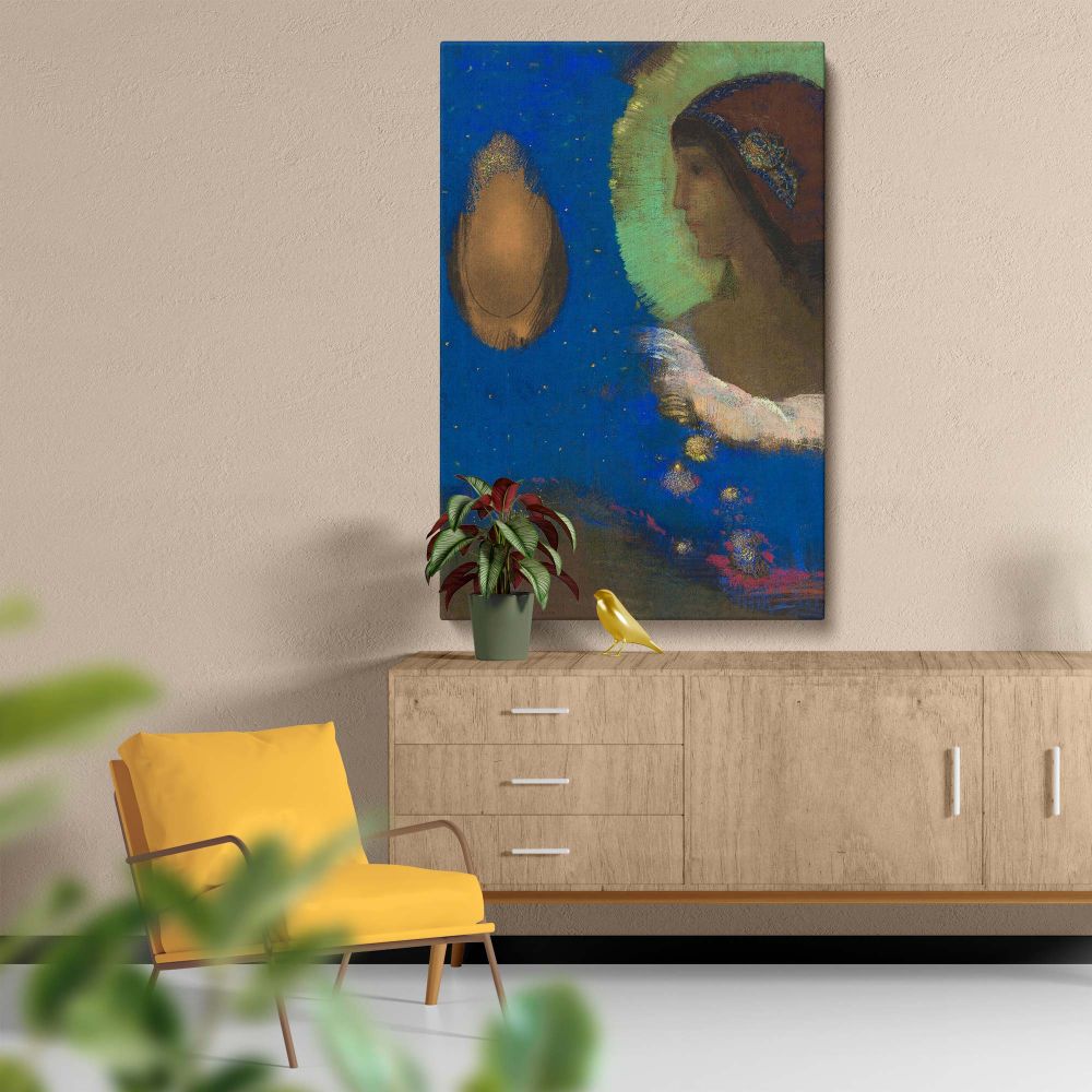 Sita - Mystical Blue-Green Portrait By Odilon Redon canvas wall art - Image 5