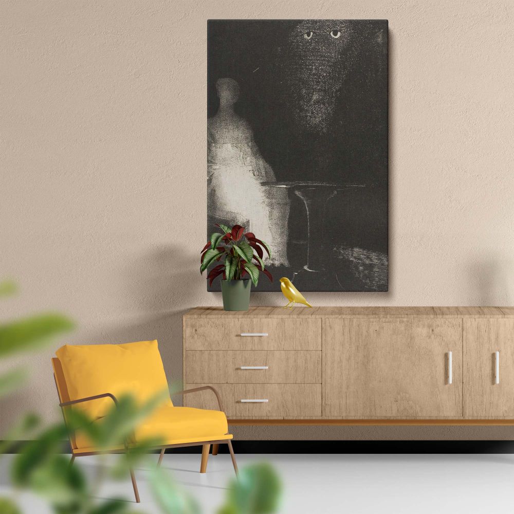 I Continued to Gaze on the Chair - Surreal Misty Figure By Odilon Redon canvas wall art - Image 5