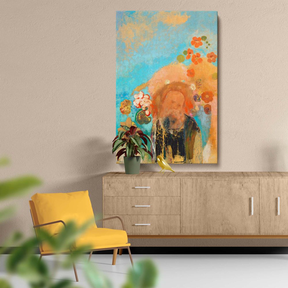 Evocation of Roussel - Dreamy Abstract Floral Portrait By Odilon Redon canvas wall art - Image 5