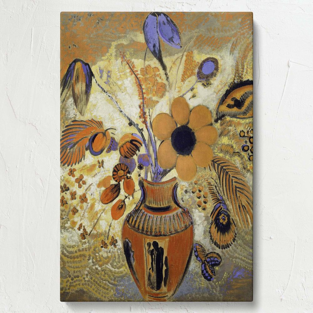 Etruscan Vase with Flowers - Symbolic Floral Still Life By Odilon Redon canvas wall art - Image 7