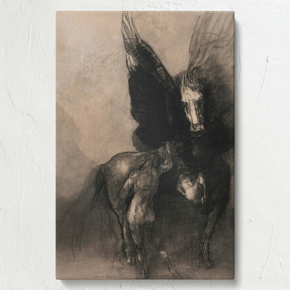 Pegasus and Bellerophon - Mythical Winged Horse Scene By Odilon Redon canvas wall art - Image 7