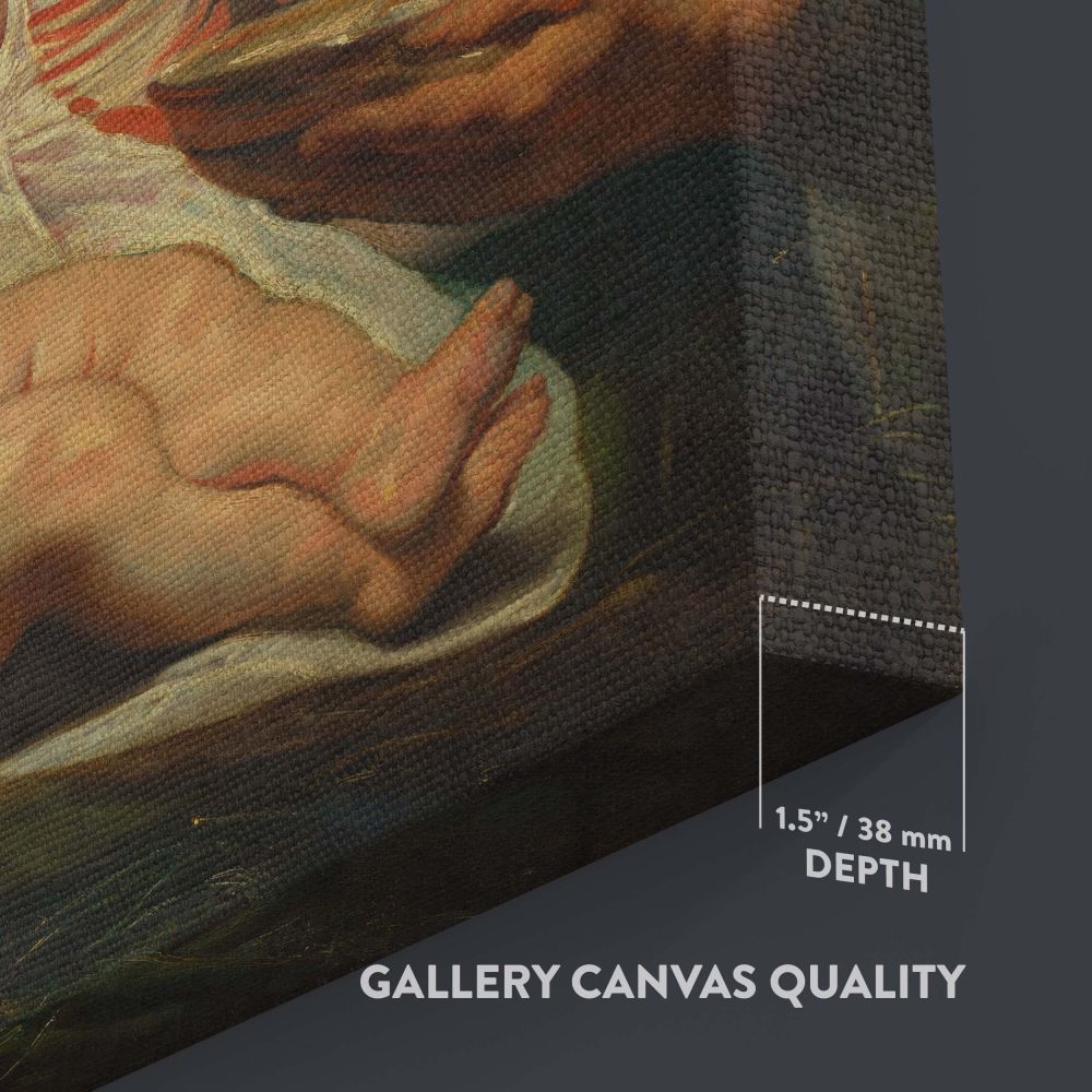 The Holy Family with Shepherds - Candlelit Nativity Scene By Jacob Jordaens canvas wall art - Image 3