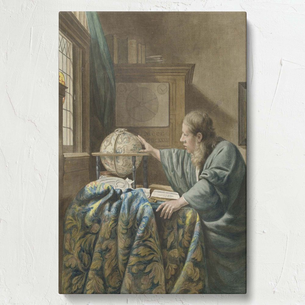 The Astronomer - Classic Study Reproduction By Abraham Delfos after Vermeer canvas wall art - Image 7