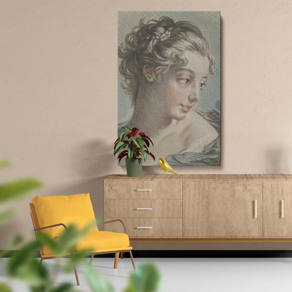 Buste van een jonge vrouw - French Pastel Lady Portrait By Louis Marin Bonnet canvas wall art - Image 5